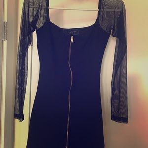 Black Front Zip Up Dress
